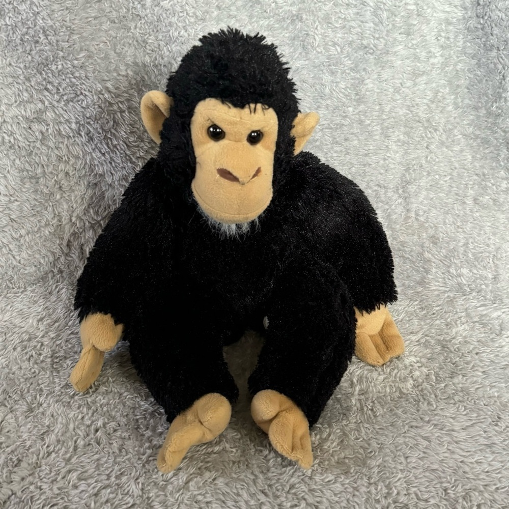 Wild Republic Chimpanzee Plush Black & Tan Monkey Stuffed Animal 12” Sitting Toy